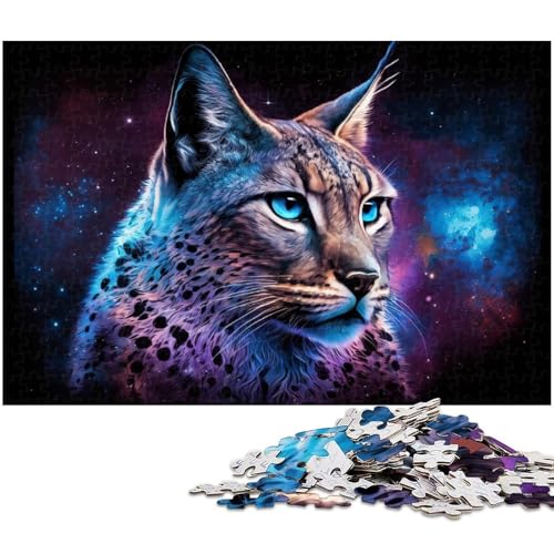 Puzzle 1000 Teile, Cosmic Galaxy Lynx, Puzzle für Erwachsene, Eltern, Partner, Freunde – ab 14 Jahren, 50 x 75 cm / 19,68 x 29,52 Zoll von JIANGENNF