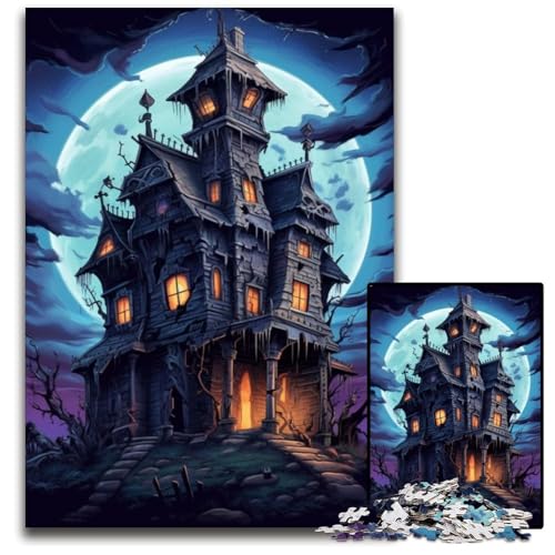 Puzzle 1000 Teile, Geisterhaus-Puzzle für Erwachsene, Denkspiel für Teenager, 26x38cm/10,23x14,96 Zoll von JIANGENNF