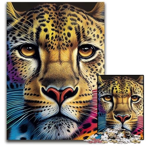 Puzzle 1000 Teile, Geparden-Pop-Art-Tierpuzzle für Erwachsene, Denkspiel für Teenager, 26x38cm/10,23x14,96 Zoll von JIANGENNF