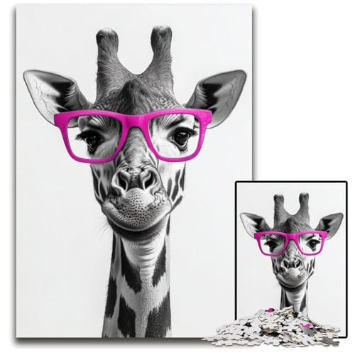 Puzzle 1000 Teile, Giraffe mit Brille, Lernspiele, mit passendem Poster und Quizblatt, für Kinder ab 14 Jahren, 26x38cm Puzzle 1000 Teile, Giraffe mit Brille, Lernspiele, mit passendem Poster und Quizblatt, für Kinder ab 14 Jahren, 26x38cm von JIANGENNF