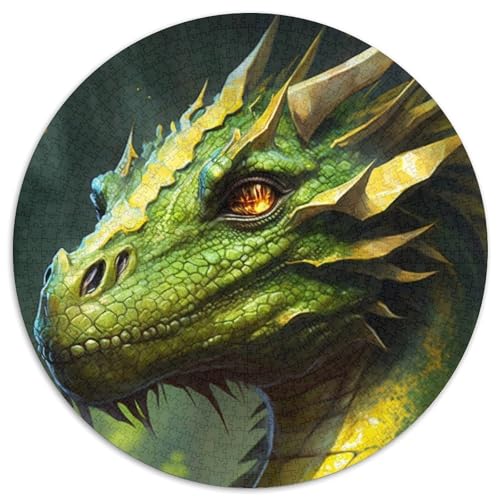 Puzzle 1000 Teile, Grüner Drache, Kartonpuzzle für Erwachsene, Denkspiel für Teenager, (Größe 67,5 x 67,5 cm) von JIANGENNF