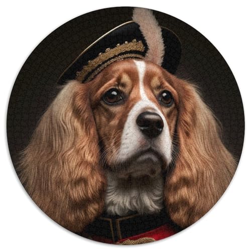 Puzzle 1000 Teile, Hund in Militäruniform, Papppuzzle für Erwachsene, Denkspiel für Teenager, (Größe 67,5 x 67,5 cm) von JIANGENNF