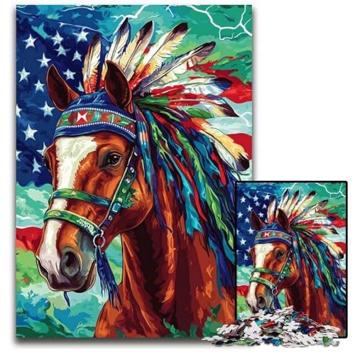 Puzzle 1000 Teile, Indianerpferd-Puzzle, Lernspiele, mit passendem Poster und Quizblatt, für Kinder ab 14 Jahren, 50x75cm Puzzle 1000 Teile, Indianerpferd-Puzzle, Lernspiele, mit passendem Poster und Quizblatt, für Kinder ab 14 Jahren, 50x75cm von JIANGENNF