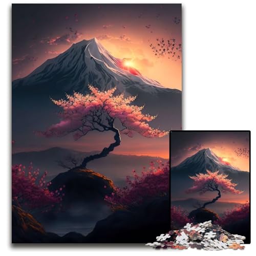 Puzzle 1000 Teile, Japanische Kirschblüten, Papppuzzle für Erwachsene, für Teenager und Familienspaß – DIY-Denkspiel, Geschenk, 26x38cm/10,23x14,96 Zoll von JIANGENNF