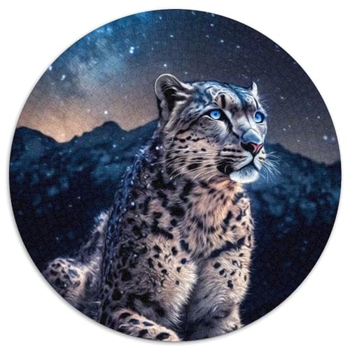Puzzle 1000 Teile, Leopard, 1000-teiliges rundes Puzzle, Spiel für Erwachsene, Geschenk, interaktives Familienspiel, Gehirn-Herausforderungsgeschenk (Größe 67,5 x 67,5 cm) von JIANGENNF