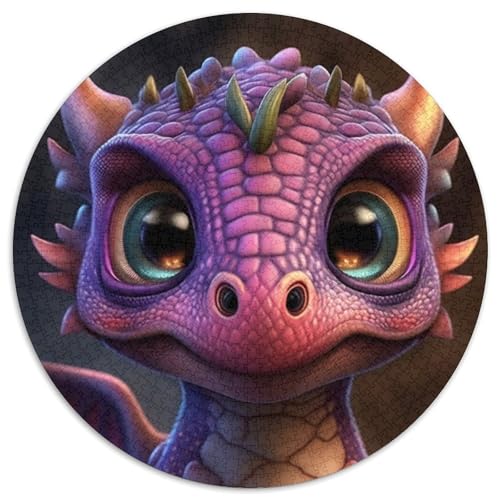 Puzzle 1000 Teile, Lila Babydrache, 1000-teiliges rundes Puzzle, Spiel für Erwachsene, Geschenk, interaktives Familienspiel, Gehirn-Herausforderungsgeschenk (Größe 67,5 x 67,5 cm) von JIANGENNF