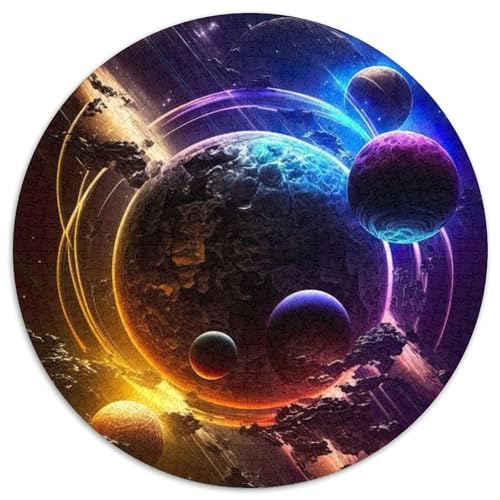 Puzzle 1000 Teile, Neon Cosmic Voyage, Kartonpuzzle für Erwachsene, Denkspiel für Teenager, (Größe 67,5 x 67,5 cm) von JIANGENNF