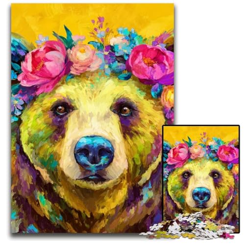 Puzzle 1000 Teile, Ölgemälde Braunbär, Lernspiele, mit passendem Poster und Quizblatt, für Kinder ab 14 Jahren, 50x75cm Puzzle 1000 Teile, Ölgemälde Braunbär, Lernspiele, mit passendem Poster und Quizblatt, für Kinder ab 14 Jahren, 50x75cm von JIANGENNF