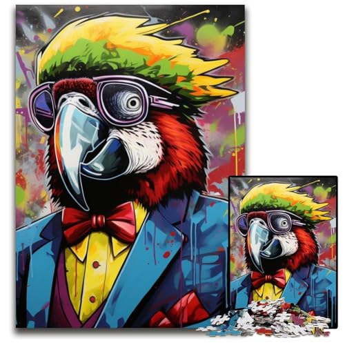 Puzzle 1000 Teile, Papagei-Graffiti-Malerei, Unmögliches Puzzle für Erwachsene, Geburtstage und Feiertage, 26x38cm/10,23x14,96 Zoll von JIANGENNF