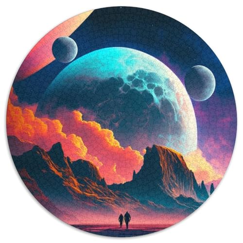 Puzzle 1000 Teile, Planet Explosion, 1000-teiliges rundes Puzzle, Spielgeschenk für Erwachsene, interaktives Familienspiel, Gehirn-Herausforderungsgeschenk (Größe 67,5 x 67,5 cm) von JIANGENNF