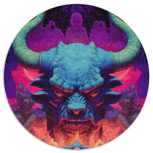 Puzzle 1000 Teile, Psychedelic Ox, Papppuzzle für Erwachsene, Denkspiel für Teenager, (Größe 67,5 x 67,5 cm) von JIANGENNF