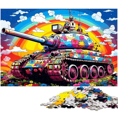 Puzzle 1000 Teile, Psychedelic Tank, Puzzle für Erwachsene, Eltern, Partner, Freunde – ab 14 Jahren, 50 x 75 cm / 19,68 x 29,52 Zoll von JIANGENNF