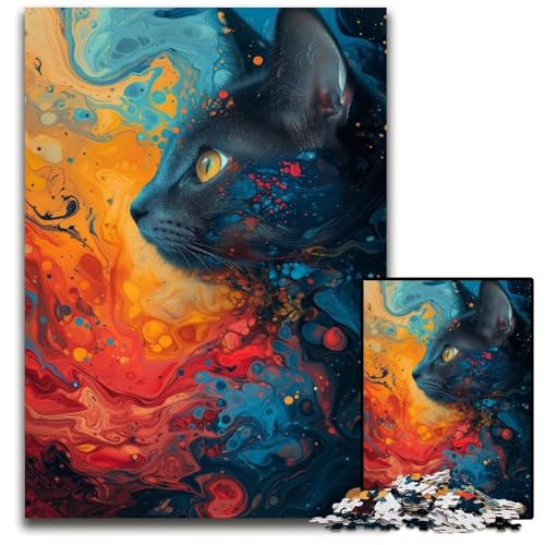 Puzzle 1000 Teile, Psychedelische Katzen, Puzzle für Erwachsene, DIY-Dekoration, Gehirn-Herausforderung, für Erwachsene, Familie, 26x38cm/10,23x14,96 Zoll Puzzle 1000 Teile, Psychedelische Katzen, Puzzle für Erwachsene, DIY-Dekoration, Gehirn-Herausforderung, für Erwachsene, Familie, 26x38cm/10,23x14,96 Zoll von JIANGENNF