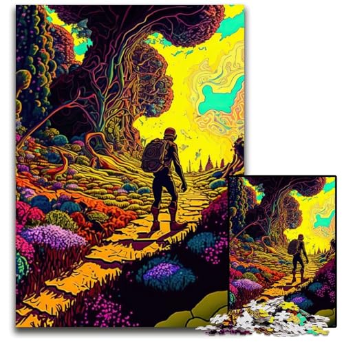 Puzzle 1000 Teile, Psychedelische Naturpuzzles für Erwachsene, perfekt für Familienspaß an Weihnachten, Thanksgiving, Geburtstagen und Ostern, 26x38cm/10,23x14,96 Zoll von JIANGENNF