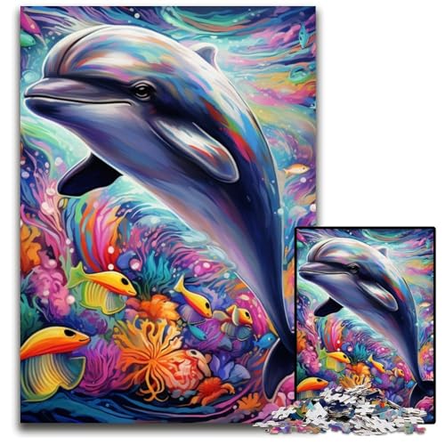 Puzzle 1000 Teile, Psychedelischer Delfin, Puzzle, Eltern, Partner, Freunde – ab 14 Jahren, 26x38cm/10,23x14,96 Zoll Puzzle 1000 Teile, Psychedelischer Delfin, Puzzle, Eltern, Partner, Freunde – ab 14 Jahren, 26x38cm/10,23x14,96 Zoll von JIANGENNF