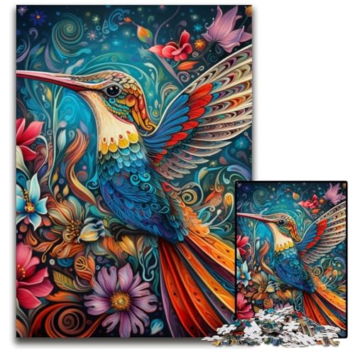 Puzzle 1000 Teile, Psychedelischer Kolibri, Eltern, Partner, Freunde – ab 14 Jahren, 26x38cm/10,23x14,96 Zoll Puzzle 1000 Teile, Psychedelischer Kolibri, Eltern, Partner, Freunde – ab 14 Jahren, 26x38cm/10,23x14,96 Zoll von JIANGENNF