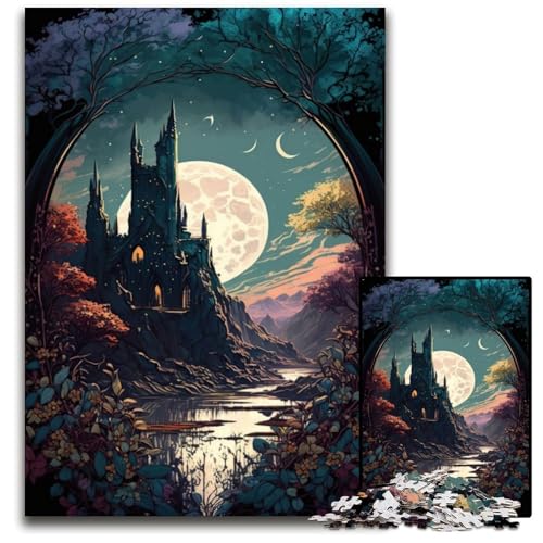 Puzzle 1000 Teile, Schloss-Puzzle für Erwachsene, Weihnachten, Halloween, Ostern, Neujahr, 26x38cm/10,23x14,96 Zoll von JIANGENNF