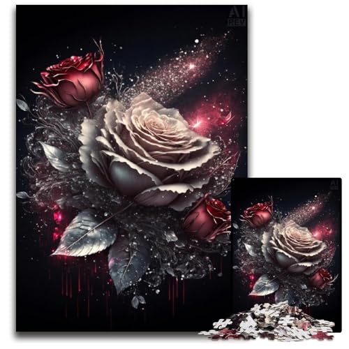 Puzzle 1000 Teile, Schöne Rosen, Puzzle, Eltern, Partner, Freunde – ab 14 Jahren, 50x75cm/19,68x29,52 Zoll von JIANGENNF