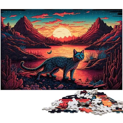Puzzle 1000 Teile, Schönes Katzen-Puzzle für Erwachsene, Eltern, Partner, Freunde – ab 14 Jahren, 50 x 75 cm / 19,68 x 29,52 Zoll von JIANGENNF