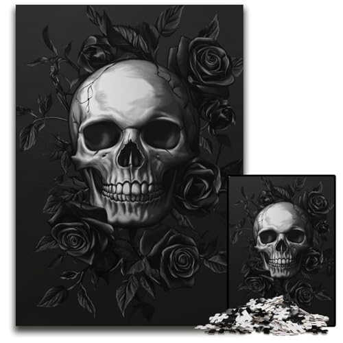 Puzzle 1000 Teile, Schwarzer Totenkopf, Holzpuzzle, Dekomprimierendes intellektuelles Lernspielzeug, gutes Geschenk für Erwachsene und Jugendliche, 50x75cm Puzzle 1000 Teile, Schwarzer Totenkopf, Holzpuzzle, Dekomprimierendes intellektuelles Lernspielzeug, gutes Geschenk für Erwachsene und Jugendliche, 50x75cm von JIANGENNF
