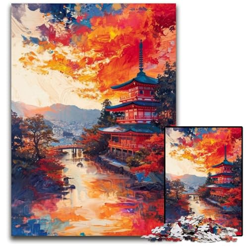 Puzzle 1000 Teile, Tempel-Puzzle im japanischen Stil, Eltern, Partner, Freunde – ab 14 Jahren, 26x38cm/10,23x14,96 Zoll Puzzle 1000 Teile, Tempel-Puzzle im japanischen Stil, Eltern, Partner, Freunde – ab 14 Jahren, 26x38cm/10,23x14,96 Zoll von JIANGENNF