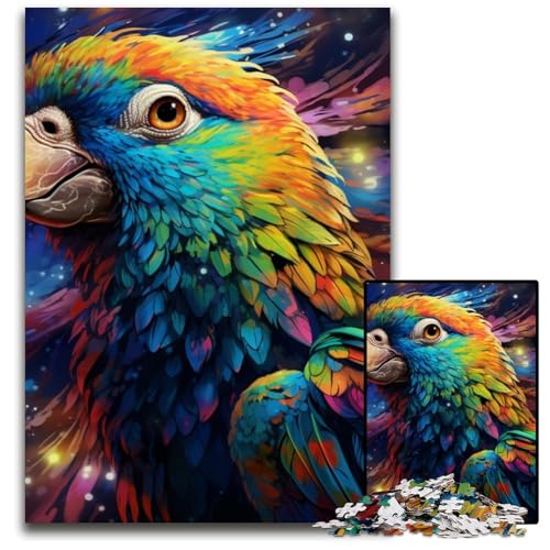 Puzzle 1000 Teile, Tiere, Vögel, Papageien, Puzzle für Erwachsene, DIY-Dekoration, Gehirn-Herausforderung, für Erwachsene, Familie, 50x75cm/19,68x29,52 Zoll von JIANGENNF