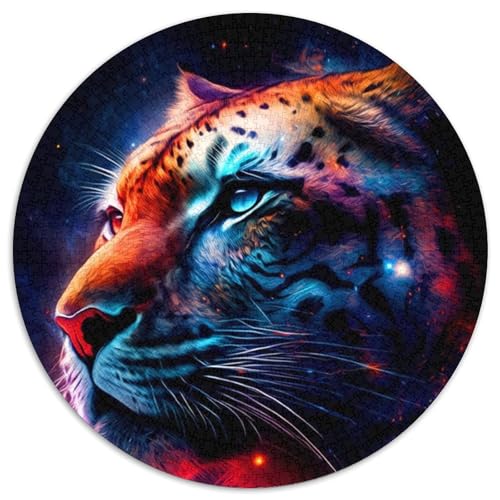 Puzzle 1000 Teile, Tiger, 1000-teiliges rundes Puzzle, Spiel für Erwachsene, Geschenk, interaktives Familienspiel, Gehirn-Herausforderungsgeschenk (Größe 67,5 x 67,5 cm) von JIANGENNF