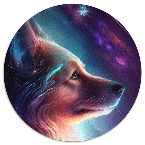 Puzzle 1000 Teile, Weltraumhund, Kartonpuzzle für Erwachsene, Denkspiel für Teenager, (Größe 67,5 x 67,5 cm) von JIANGENNF
