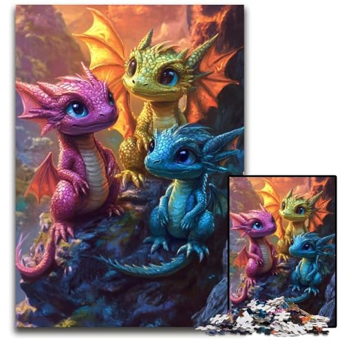 Puzzle 1000 Teile, Zwei Babydrachen, Lernspiele, mit passendem Poster und Quizblatt, für Kinder ab 14 Jahren, 26x38cm Puzzle 1000 Teile, Zwei Babydrachen, Lernspiele, mit passendem Poster und Quizblatt, für Kinder ab 14 Jahren, 26x38cm von JIANGENNF