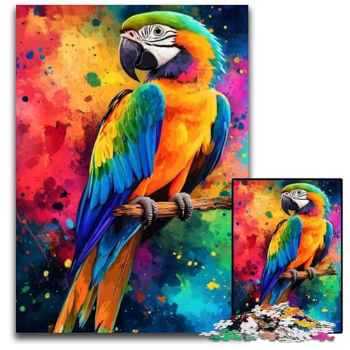 Puzzle 1000 Teile, bunter Papagei, Kartonpuzzle, dekomprimierendes intellektuelles Lernspielzeug, gutes Geschenk für Erwachsene und Jugendliche, 26x38cm von JIANGENNF