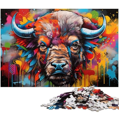 Puzzle 1000 Teile, buntes Büffel-Holzpuzzle für Erwachsene, Teenager, Paare und Freunde zum Geburtstag, Weihnachten, 50 x 75 cm / 19,68 x 29,52 Zoll Puzzle 1000 Teile, buntes Büffel-Holzpuzzle für Erwachsene, Teenager, Paare und Freunde zum Geburtstag, Weihnachten, 50 x 75 cm / 19,68 x 29,52 Zoll von JIANGENNF
