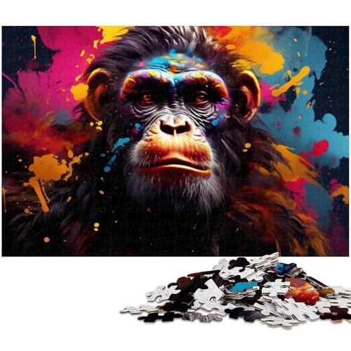 Puzzle 1000 Teile, buntes Schimpansen-Kartonpuzzle für Erwachsene, Teenager, Paare und Freunde zum Geburtstag, Weihnachten, 26 x 38 cm / 10,23 x 14,96 Zoll Puzzle 1000 Teile, buntes Schimpansen-Kartonpuzzle für Erwachsene, Teenager, Paare und Freunde zum Geburtstag, Weihnachten, 26 x 38 cm / 10,23 x 14,96 Zoll von JIANGENNF