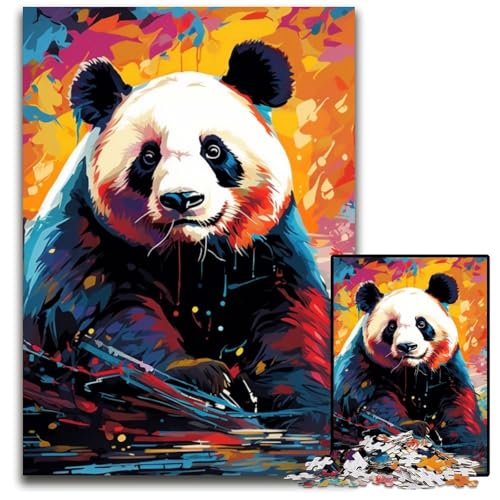 Puzzle 1000 Teile, buntes Tierpanda-Puzzle aus Pappe, anspruchsvolles Denkspiel für Teenager, Spaß für den Familienspielabend, 26x38cm/10,23x14,96 Zoll von JIANGENNF