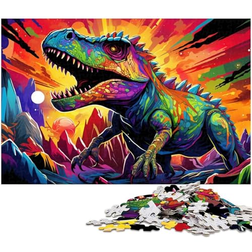 Puzzle 1000 Teile, buntes Tyrannosaurus Rex, unmögliches Puzzle für Erwachsene, Familienaktivität, Denksportaufgabe, Heimdekoration, 26 x 38 cm / 10,23 x 14,96 Zoll Puzzle 1000 Teile, buntes Tyrannosaurus Rex, unmögliches Puzzle für Erwachsene, Familienaktivität, Denksportaufgabe, Heimdekoration, 26 x 38 cm / 10,23 x 14,96 Zoll von JIANGENNF