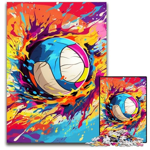 Puzzle 1000 Teile, buntes Volleyball-Puzzle aus Pappe, anspruchsvolles Denkspiel für Teenager, Spaß für den Familienspielabend, 26x38cm/10,23x14,96 Zoll Puzzle 1000 Teile, buntes Volleyball-Puzzle aus Pappe, anspruchsvolles Denkspiel für Teenager, Spaß für den Familienspielabend, 26x38cm/10,23x14,96 Zoll von JIANGENNF