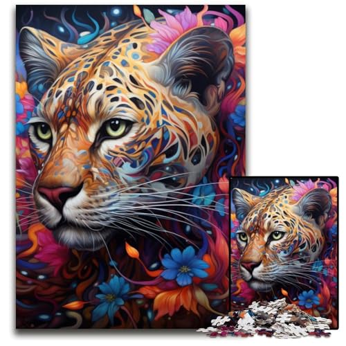 Puzzle 1000 Teile, farbenfrohe Kunst, Leoparden-Puzzles, Entspannung und Herausforderung, farbenfrohe Kunst zur Heimdekoration, Freunde, 26x38cm/10,23x14,96 Zoll Puzzle 1000 Teile, farbenfrohe Kunst, Leoparden-Puzzles, Entspannung und Herausforderung, farbenfrohe Kunst zur Heimdekoration, Freunde, 26x38cm/10,23x14,96 Zoll von JIANGENNF
