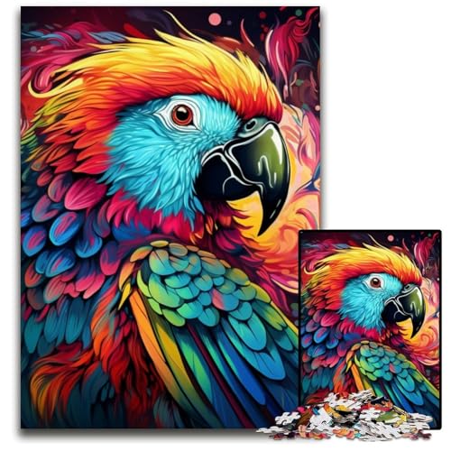 Puzzle 1000 Teile, farbenfrohes Papageien-Puzzle, zum Entspannen und Herausfordern, farbenfrohe Heimdekorationskunst, Freunde, 26x38cm/10,23x14,96 Zoll von JIANGENNF