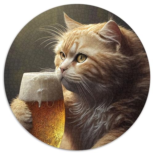 Puzzle 1000 Teile, lustiges Katzenbier-Puzzle aus Karton für Erwachsene, Denkspiel für Teenager, (Größe 67,5 x 67,5 cm) von JIANGENNF