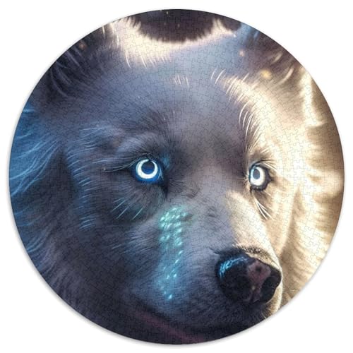 Puzzle 1000 Teile, süßer Wolf, 1000 Teile, rundes Puzzle, Geschenke für Feiertage, Geburtstage und Spieleabende mit der Familie (Größe 67,5 x 67,5 cm) von JIANGENNF