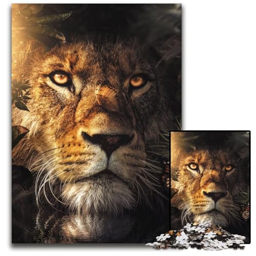 Puzzle 1000 Teile „Der versteckte Löwe“, Papppuzzle, anspruchsvolles Denkspiel für Teenager, Spaß für den Familienspielabend, 26x38cm/10,23x14,96 Zoll von JIANGENNF