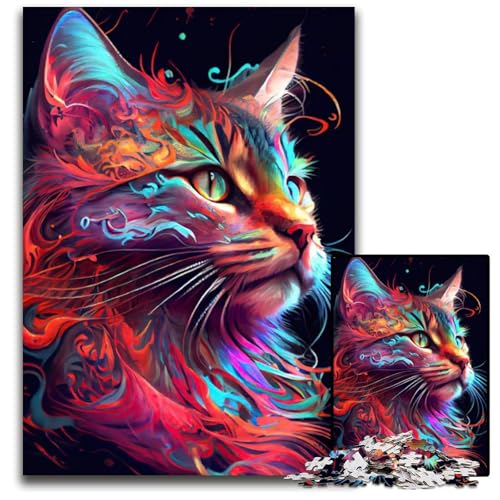 Puzzle 1000 Teile „Die vertrauensvolle Katze“ aus Karton, interaktives Familienspiel, Familienaktivitätsspiel, 26x38cm/10,23x14,96 Zoll Puzzle 1000 Teile „Die vertrauensvolle Katze“ aus Karton, interaktives Familienspiel, Familienaktivitätsspiel, 26x38cm/10,23x14,96 Zoll von JIANGENNF