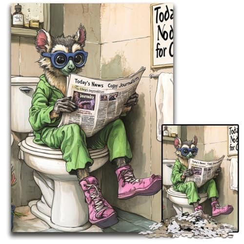 Puzzle 1000 Teile „Lemur Go Toilet“ aus Pappe, anspruchsvolles Denkspiel für Teenager, Spaß für den Familienspielabend, 26x38cm/10,23x14,96 Zoll Puzzle 1000 Teile „Lemur Go Toilet“ aus Pappe, anspruchsvolles Denkspiel für Teenager, Spaß für den Familienspielabend, 26x38cm/10,23x14,96 Zoll von JIANGENNF