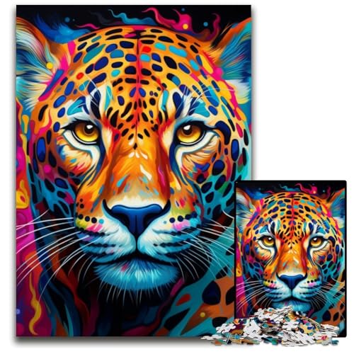 Puzzle 1000 Teile Afrikanischer Leopard Puzzle für Erwachsene DIY-Dekoration, Gehirn-Herausforderung, für Erwachsene, Familie, 26x38cm/10,23x14,96 Zoll von JIANGENNF