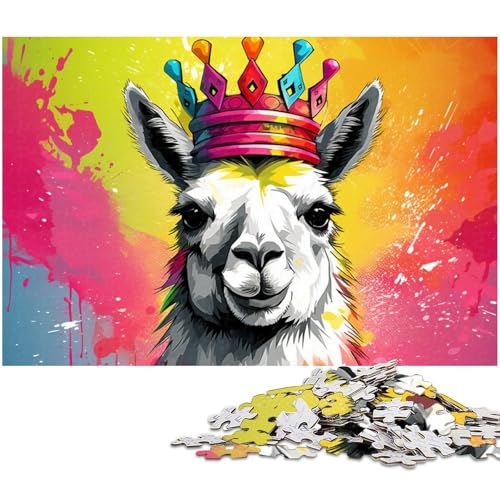 Puzzle 1000 Teile Alpaka mit Krone, Kartonpuzzle, Heimaktivität für Feiertage, Geburtstage und Familienspieleabende, 26 x 38 cm / 10,23 x 14,96 Zoll Puzzle 1000 Teile Alpaka mit Krone, Kartonpuzzle, Heimaktivität für Feiertage, Geburtstage und Familienspieleabende, 26 x 38 cm / 10,23 x 14,96 Zoll von JIANGENNF