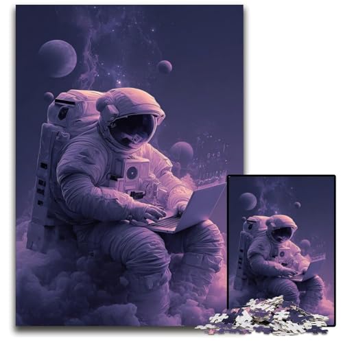 Puzzle 1000 Teile Astronauten bei der Arbeit Holzpuzzle Lernspiele Stressabbau, Heimdekorationsspielzeug für 14-Jährige 50X75CM von JIANGENNF
