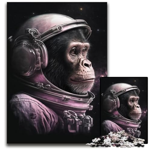 Puzzle 1000 Teile Astronautenaffe, anspruchsvolles Rätsel, Denksportaufgabe, Spiel für Erwachsene, interaktive Aktivität für die ganze Familie, 26x38cm/10,23x14,96 Zoll von JIANGENNF
