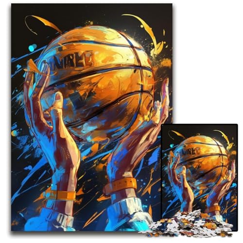 Puzzle 1000 Teile Basketball Spielen Kartonpuzzle Lernspiele Stressabbau, Heimdekorationsspielzeug für 14-Jährige 26X38CM von JIANGENNF