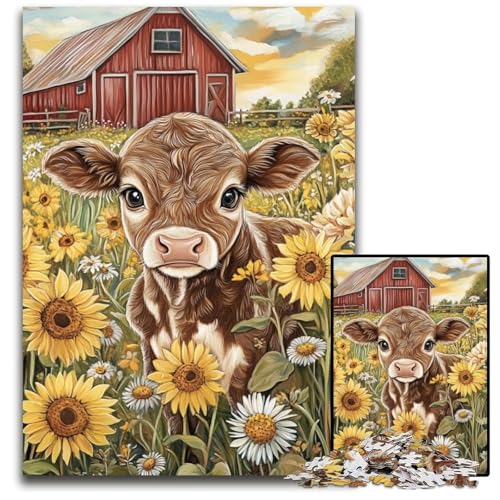Puzzle 1000 Teile Bauernhof Sonnenblumenkühe Holzpuzzle Herausforderndes Denkspiel für Teenager, Spaß am Familienspieleabend 50X75CM Puzzle 1000 Teile Bauernhof Sonnenblumenkühe Holzpuzzle Herausforderndes Denkspiel für Teenager, Spaß am Familienspieleabend 50X75CM von JIANGENNF