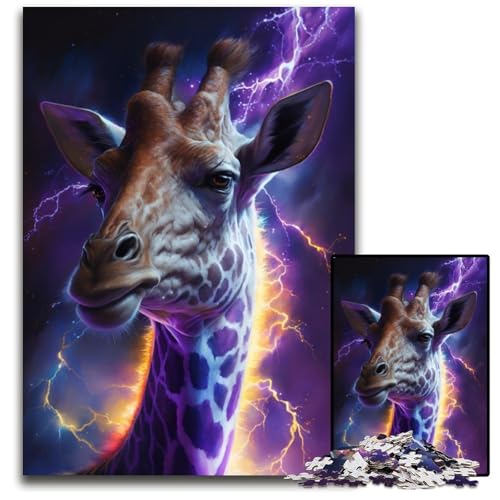 Puzzle 1000 Teile Blitzgiraffe, anspruchsvolles Rätsel, Denksportaufgabe, Spiel für Erwachsene, interaktive Aktivität für die ganze Familie, 26x38cm/10,23x14,96 Zoll von JIANGENNF