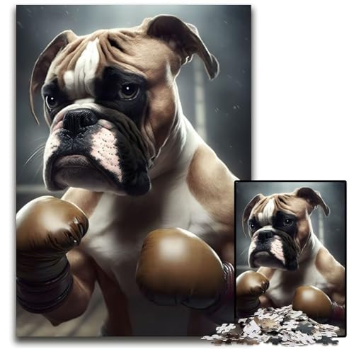 Puzzle 1000 Teile Boxen Boxer Karton Puzzles Herausforderndes Denkspiel für Teenager, Familienspaß Interaktives Spiel 26x38cm/10,23x14,96 Zoll von JIANGENNF